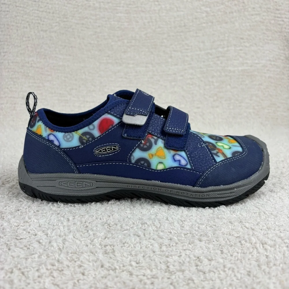 Keen Shoes Boys 6 Blue Speed Hound‎ Non Marking Treaded Hook Loop Bicycle Sports